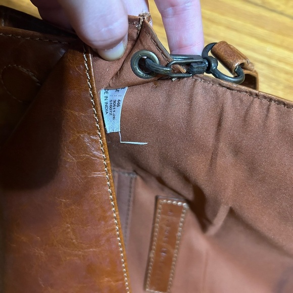 Wilsons Vtg Leather Brown Gem Embroidered Embellished Arm Clutch Fold Over Bag - Picture 10 of 13